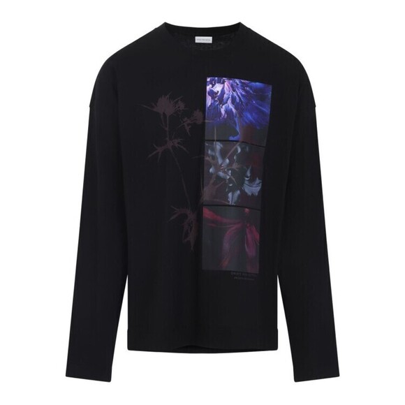 Dries Van Noten Long-Sleeve Graphic Floral Print T-Shirt - NWT